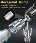 Dual Function Pipe Threading Tool For PVC Piping Internal And External Threads With 1/2 And 3/4 Dies detailed view with hex handle.
