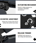 All In One Ratcheting 2.54mm Dupont Crimping Kit with details of mechanism, adjustment, and release trigger for DIY electronics.