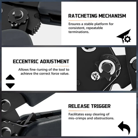Detailed view of Beast All In One 2870 Piece 2.54mm Connector Crimping Tool Kit with focus on ratcheting mechanism and adjustments.