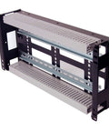 5U Rackmount DIN Rail Panel with 3.78 Inch Low Profile Depth, 14 Gauge Steel, Removable DIN Rail, shown in side view