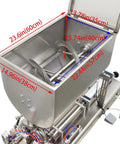 Heavy Duty Kickass Dual Nozzle Paste Filling Mixer With Auto Stirring 80 Liter Hopper dimensions and stainless steel construction.