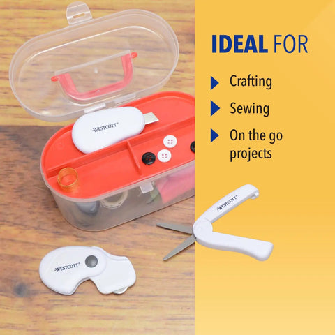 Titanium Bonded Mini 3 Piece Travel Cutters Set With Folding Scissors in case, ideal for crafting and sewing on the go