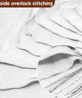 Close-up of Industrial Shop Towels 14x14 Inches 100 Percent Cotton Heavy Duty Commercial Grade Rags showing durable overlocked stitching.