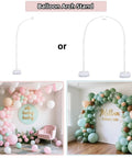 Balloon arch stand, white metal frame with base, adjustable 9 ft or 5.6 ft height for baby shower or wedding decor