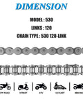 Beefed Up 530 X Ring Drive Chain Universal Kit 120 Links For 50 70 90 110 125 196 212cc Engines Fits SSR TaoTao Coolster Baja ATVs