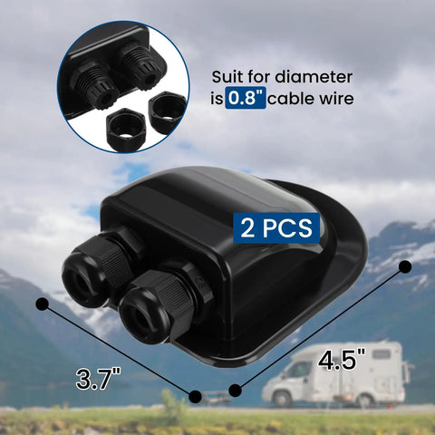 Solar Cable Entry Gland And Dual Connector Cover For Roof Mounted PV Systems, Waterproof ABS Housing with 0.8 Inch Fit