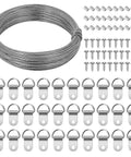 Picture Hanging Hardware Kit With Wire And Loop Sleeves For Wall Art Mirrors And Frames 91 Piece Set With D Ring Hooks And Screws