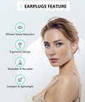 Woman wearing Silicone Sleep Ear Plugs For Noise Reduction And Sound Blocking, Reusable And Washable Hearing Protection