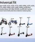 Universal fit image showing various scooters and dirt bikes compatible with 24V 1.5A Replacement Go To Charger