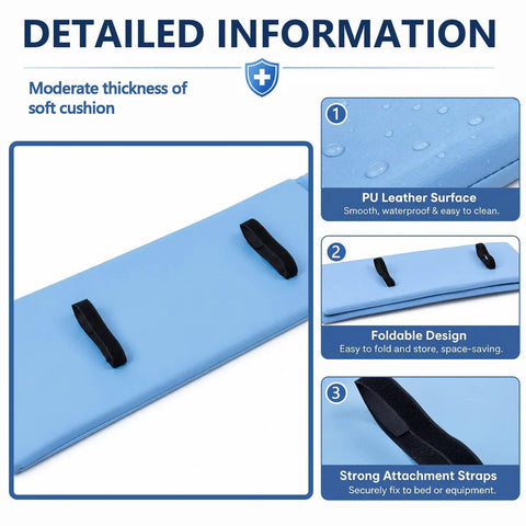 Set Of Two Large Bed Rail Padding Covers Measuring 72 By 15 By 1 Inches With Thick PU Leather Non Slip Bumper Pad