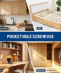 Heavy Duty Pocket Hole Screws 1 Inch Set, Size 8 x 1 In, 550 Pcs Wood Screws in kitchen, bed, desk, and wardrobe applications