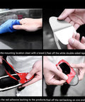 Installation process of Universal Shark Fin Antenna Cover With Adhesive Tape For Cars SUVs And Trucks Black, showing cleaning and adhesive steps.