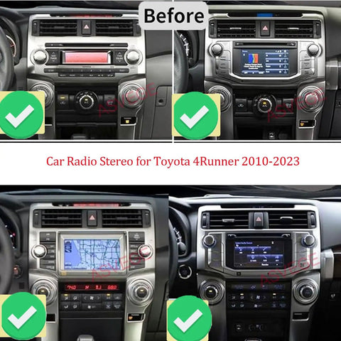 Wireless CarPlay and Android Auto Dash Kit for Toyota 4Runner 2010 to 2023 with Thirteen Point One Inch Touch Screen, installed view