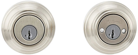 Double Cylinder Deadbolt With SmartKey Rekey Technology In Satin Nickel For Exterior Doors, Keyed Entry On Both Sides, Easy 3 Step Rekey