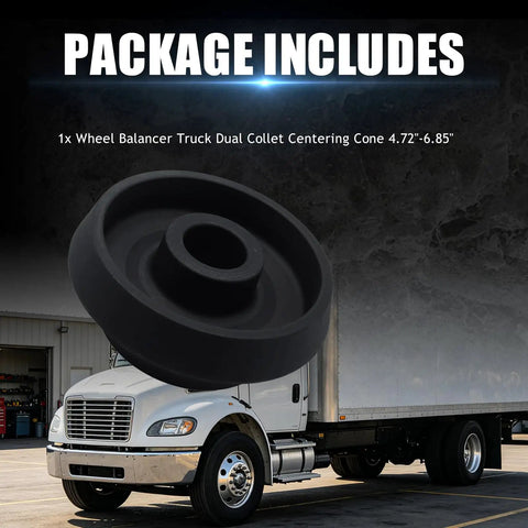 Heavy Duty 40Mm Wheel Balancer Centering Cone With Dual Collet Hub Centric Adapter For Light Trucks And Suvs, black rubber cone detail.