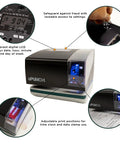 Zero Drama Digital Time Clock And Date Stamp Bundle Includes 100 Time Cards And Heavy Duty Rack features LCD display and adjustability.