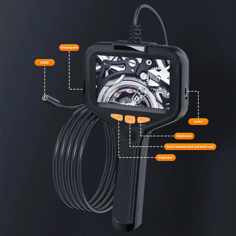 Workhorse Handheld Borescope Endoscope With 8mm Lens For Industrial Pipe Inspection And Engine Cylinder Diagnostics, close-up view