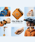 SE1 Keychain Flashlight Compact 300 Lumen EDC Light With UV Light And RGB Modes shown in multiple uses on backpack, wrist, helmet.