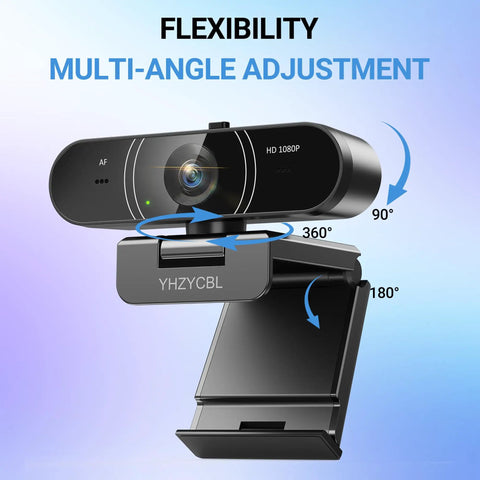Fresh 1080P Full HD Webcam For Pc With Built In Mic And Privacy Slide Cover Slick Auto Focus Desktop Plug Play Camera showing flexible multi-angle adjustment.