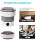 Clutch 20L Foldable Portable Washer With Power Spin Basket 3 Cleaning Modes Blue Light Tech shown in compact foldable design.