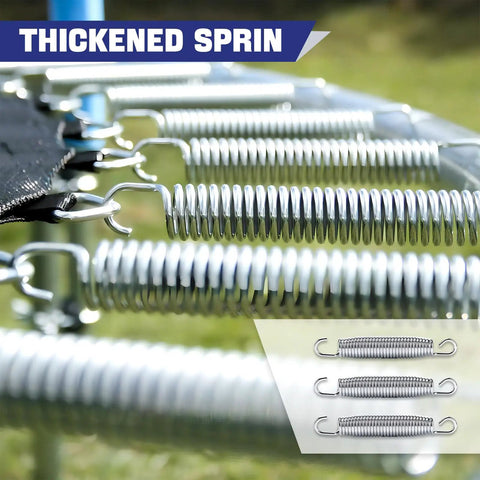 Heavy Duty Trampoline Spring Replacement Kit 72 piece galvanized steel springs close-up with T hook puller tool visible.