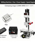 Badass Mini Bench Drill Press Kit With Smooth 24 Volt Seven Speed And Stepless Controller Digital Display Desktop Milling Machine with Vise and Power Supply.