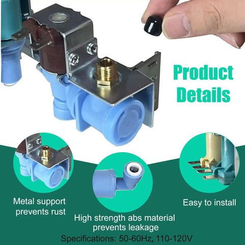 242252702 Refrigerator Water Inlet Valve Replacement For Frigidaire Kenmore Models With Plug And Play Install Durable Build Precise Water Flow And Broad Compatibility With Electrolux Crosley Kelvinator Westinghouse And More; blue plastic and metal