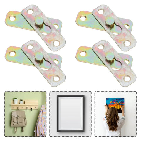 24 Pairs Metal Picture Clips And Wall Mount Brackets Hanger Kit For Picture Hanging Easy Hanging Fasteners For Home Gallery Art Mirrors And Certificates Durable Steel Clips And Brackets, showing installation examples.