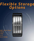 Goes Hard Eight Bay External Storage Enclosure features eight drive bays for SATA, SAS, U.2, and NVMe storage.