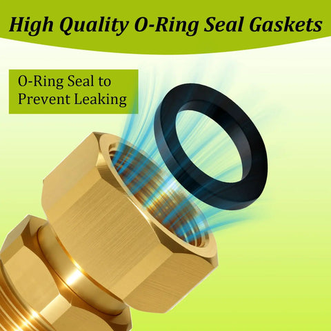 Two Pack 3/4 Inch Garden Hose Swivel Fittings, 360 Degree Male To Female Hose Adapter, No Leak Design With Four Washers And Tape, Easy Connect, Prevents Kinks, Durable Outdoor Watering Connector brass fitting with O-ring seal