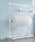 Heavy Duty Bubble Wrap Roll Dispenser Cart With Included Cutter Smooth Rolling Locking Casters for holding large rolls in a facility.