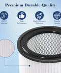 Close-up of One Pack DXVC4001 Vacuum Filter Replacement showing pleated design and black rim for wet dry shop vac