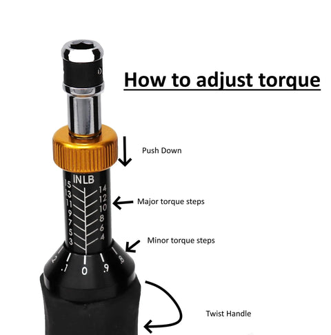 Handheld Torque Limiting Screwdriver With Precise 3 To 15 Inch Pounds Range Lightweight Aluminum Body With Rubber Grip Auto Slip Clutch.