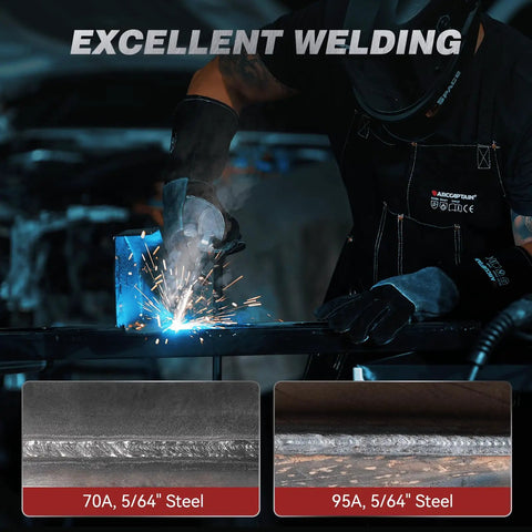 Welder using 130 Amp MIG Welder With Flux Core, Lift TIG And Stick 3 In 1 Portable Inverter Gasless Welder, Synergy Control, 110V