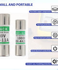 Fast Acting Replacement Fuses For Digital Multimeters 11A 1000V And 440mA 1000V Pack Of 6, shown with features and yellow multimeter.