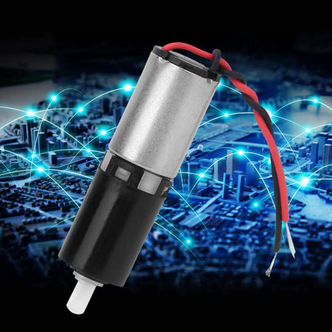 6mm micro planetary gear motor with three-stage reducer; silver metal gearbox, black body, red/black wires