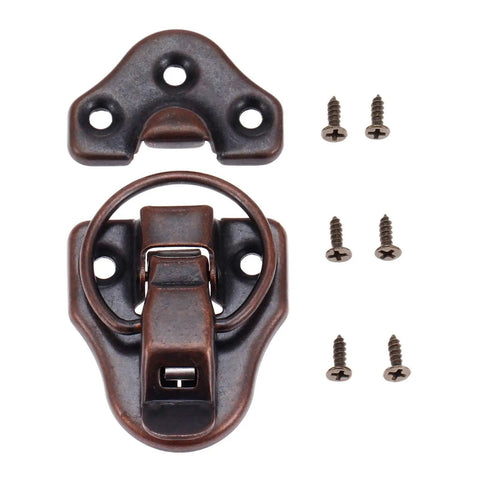 Toggle Hasp Lock for Jewelry Box and Chest, Iron Red Copper Finish 68x38mm with Screws, Vintage Style Lock Buckle displayed