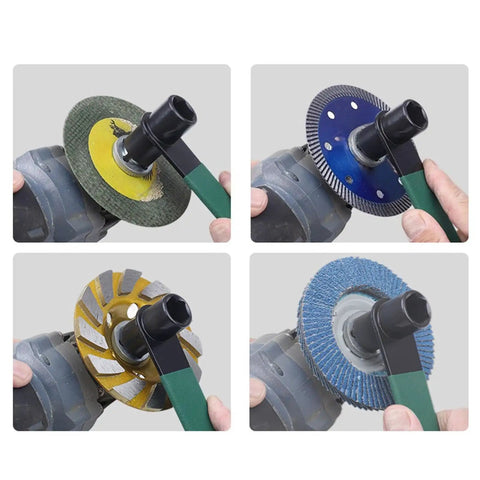 Ultra Rock Hard Angle Grinder Wrench Offering Zero Fuss Disc Changes And Sweet Grip On Stubborn Backing Nuts Making Your Grinding Repairs An Absolute Breeze Every Single Time in use on four different grinder discs.