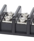 8 Circuit Terminal Block For Marine Use 30 Amp 600V AC DC Closed Back Design Keeps Power Isolated From Mounting Surface Each Screw Pair Is An Individual Circuit Jumpers To Create Common Circuits Sold Separately Marine Grade, black 8-circuit terminal block