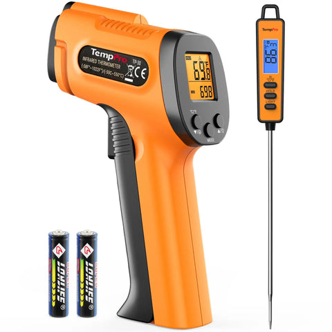 2-In-1 Infrared Thermometer Gun With Laser And Meat Thermometer Digital, Long Probe Food Thermometer For Cooking And Grilling