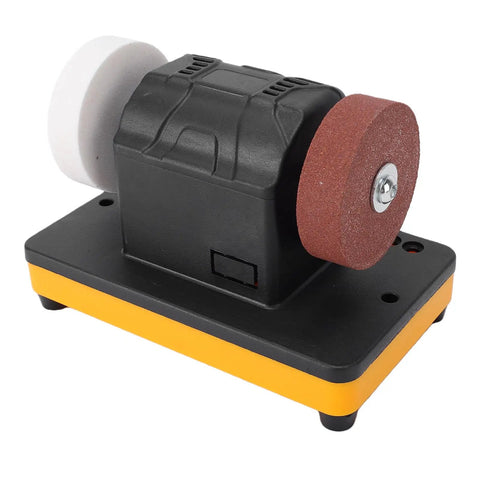 Eujgoov Mini Bench Grinder Electric Polisher Sander 2000-6000Rpm Variable Speed Copper Motor Cordless 18V Battery Powered with two grinding wheels.