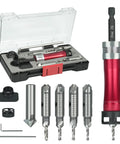 Pro Grade 10 In 1 Countersink Drill Bit Set With Depth Stop And Chamfer Tool, One Quarter Inch Hex Shank, M2 HSS Countersink Bits