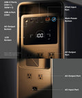 Solix S2000 Portable Power Station features USB-C, USB-A, and AC output ports, detailed LCD screen, and compact design.