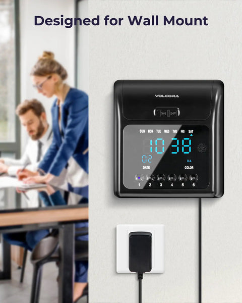 No Sweat Time Clock Machine With Fifty Heavy Duty Cards Plus Spare Ink Ribbon Wall Or Desk Mount showing time display and controls.