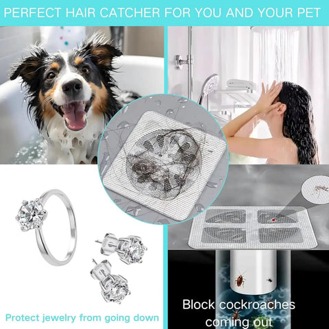 Disposable Shower Drain Hair Catcher Mesh Stickers 10 Pack 4 Inch Peel And Stick Filters For Bathroom Tubs To Trap Pet Fur And Protect Plumbing Pipes Fast