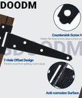 12 Pack 6 Inch T Strap Shed Door Hinges Black Heavy Duty Tee Hinges For Wooden Fences Yard Gates Barn Doors Rustproof