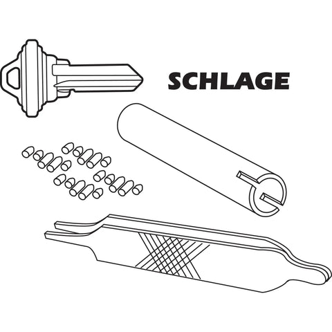 Diagram of Rekey All Your Locks To One Key With This Easy Pre Cut Key Kit For Schlage Type C 5 Pin Locks Includes Three Pre Cut Keys And A Simple No Fuss Rekeying Process showing components