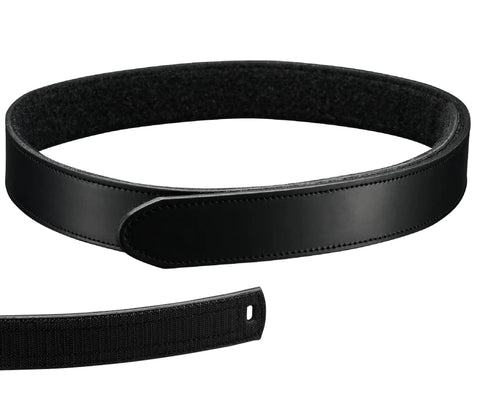 Buckleless Inner Belt With Hook And Loop Closure For Law Enforcement 1.5 Inch Wide Black Leather No Metal TSA Friendly Scratch Resistant Durable Duty Gear Alternative