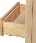 Close-up view of soft close drawer from Top Shelf 42 Inch Single Rectangle Sink Bathroom Vanity Made From Premium Grade Solid Oak Wood With Drop Dead Gorgeous Nero Marquina Black Quartz Countertop Built Like A Tank.