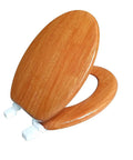 Round Toilet Seat With Easy Clean And Change Hinge Rustic Wood Grain Look Durable Molded Wood Fits All Round Bowls 15.3 To 17.1 Inches